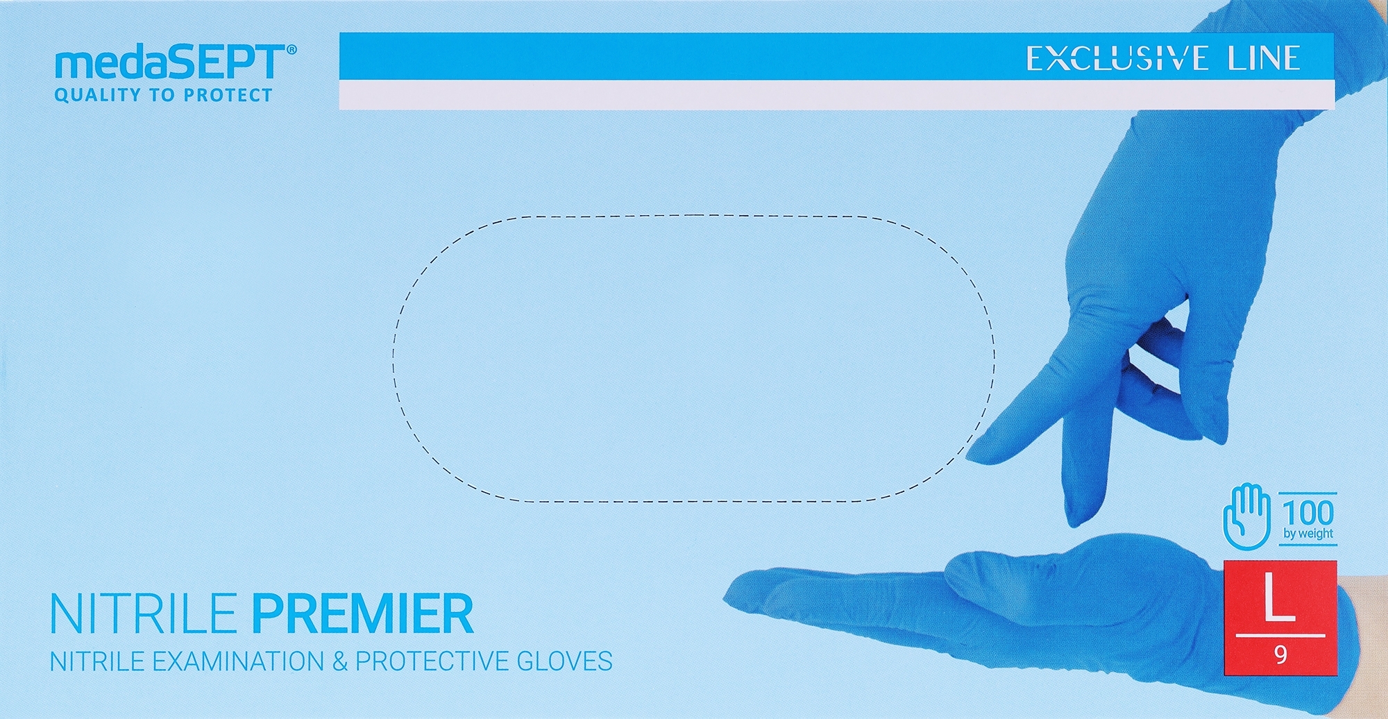 Rękawice nitrylowe, rozmiar L, niebieskie - Medasept Nitrile Premier Examination & Protective Gloves — Zdjęcie 100 szt.