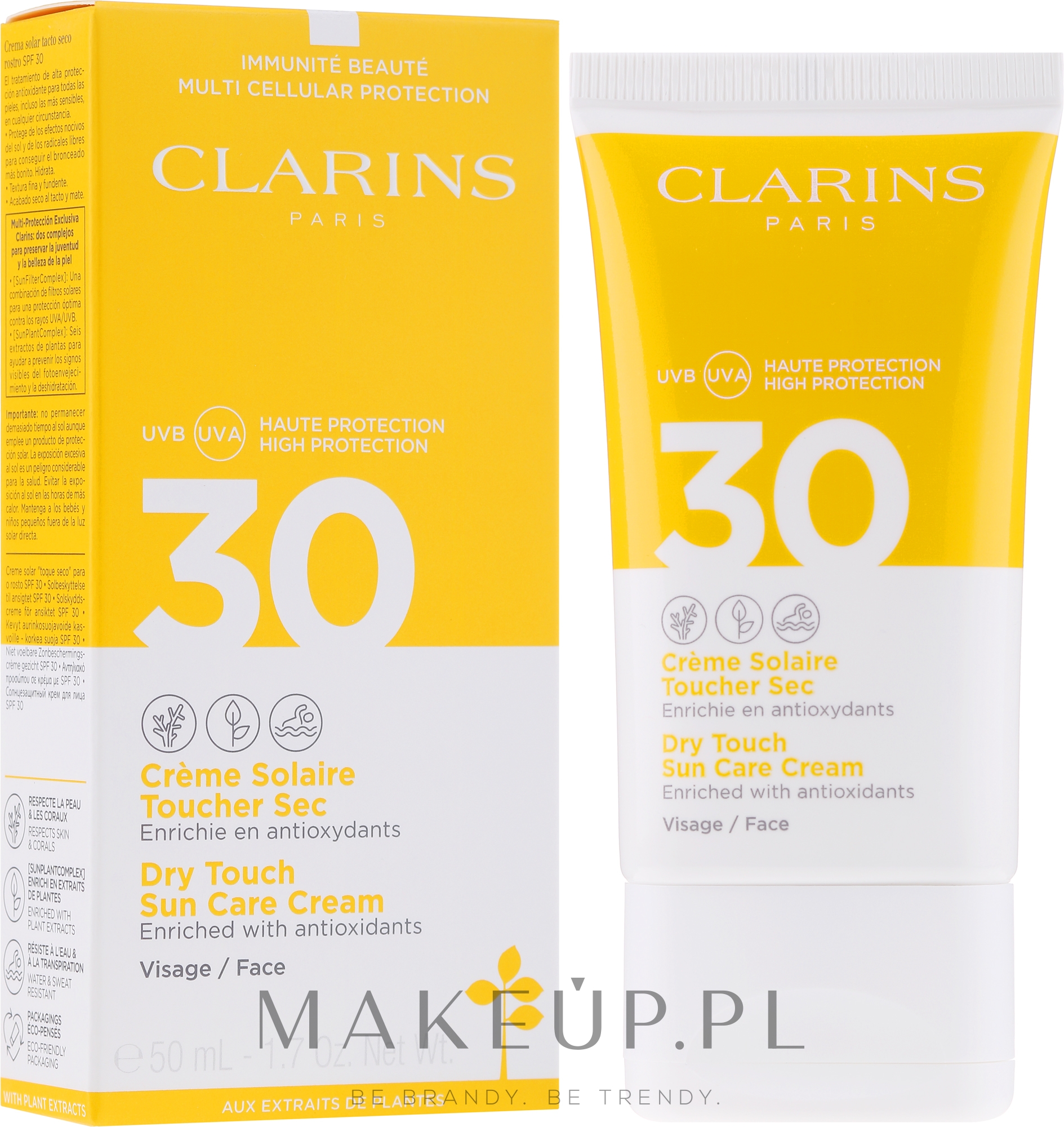 Krem do opalania twarzy z antyoksydantami SPF 30 - Clarins Dry Touch Sun Care Cream Face — Zdjęcie 50 ml