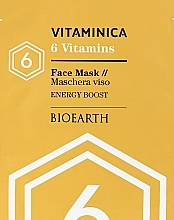 Celulozowa maseczka rewitalizująca, nawilżająca i energetyzująca skórę twarzy - Bioearth Vitaminica Single Sheet Face Mask 6 Vitamins — Zdjęcie N1