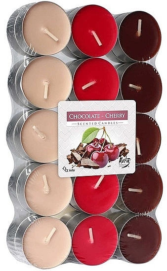 Zestaw podgrzewaczy zapachowych Czekolada i wiśnia, 30 sztuk - Bispol Chocolate Cherry Scented Candles — Zdjęcie N1