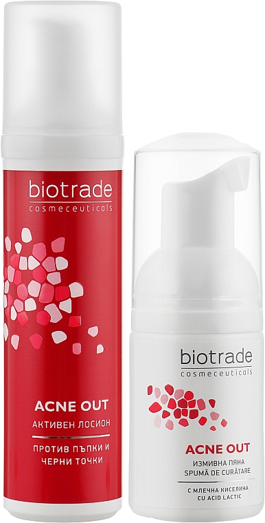 Zestaw dla skóry tłustej i problematycznej : Aktywny balsam antybakteryjny + Delikatna pianka oczyszczająca w prezencie - Biotrade Acne Out (lotion/60ml + f/foam/20ml) — Zdjęcie N2