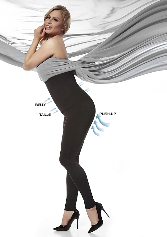 Damskie elastyczne legginsy z efektem push-up Bella, black - Bas Bleu — Zdjęcie N4