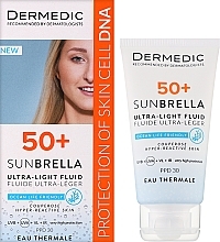 Ultralekki krem ​​ochronny SPF 50+ dla skóry naczyniowej i nadreaktywnej - Dermedic 50+ Sunbrella Ultra-light Fluid — Zdjęcie N2