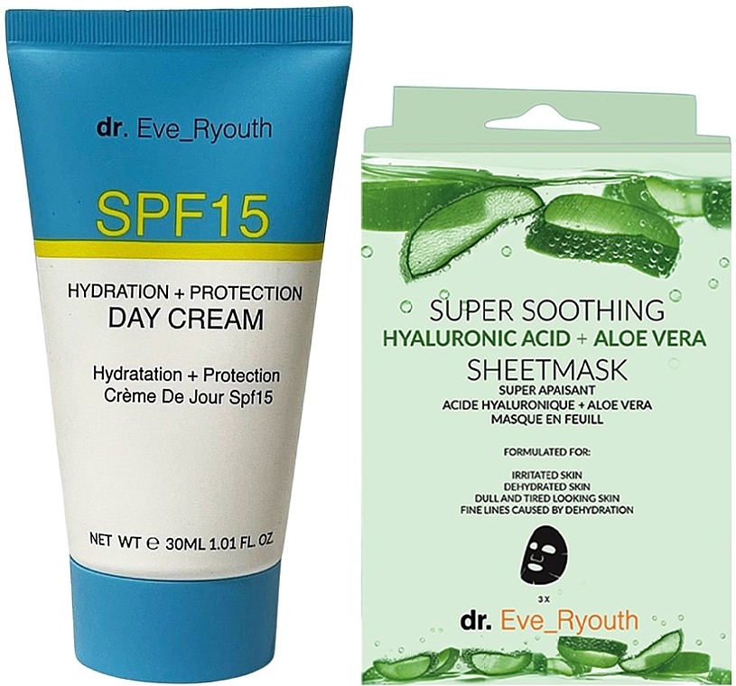 Zestaw - Dr. Eve_Ryouth Sunshield & Soothe Set (cr/30 ml + mask/3x36 g) — Zdjęcie N1