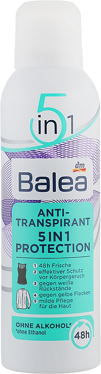 Dezodorant w sprayu Ochrona 5 w 1 - Balea Antitranspirant 5in1 Protection