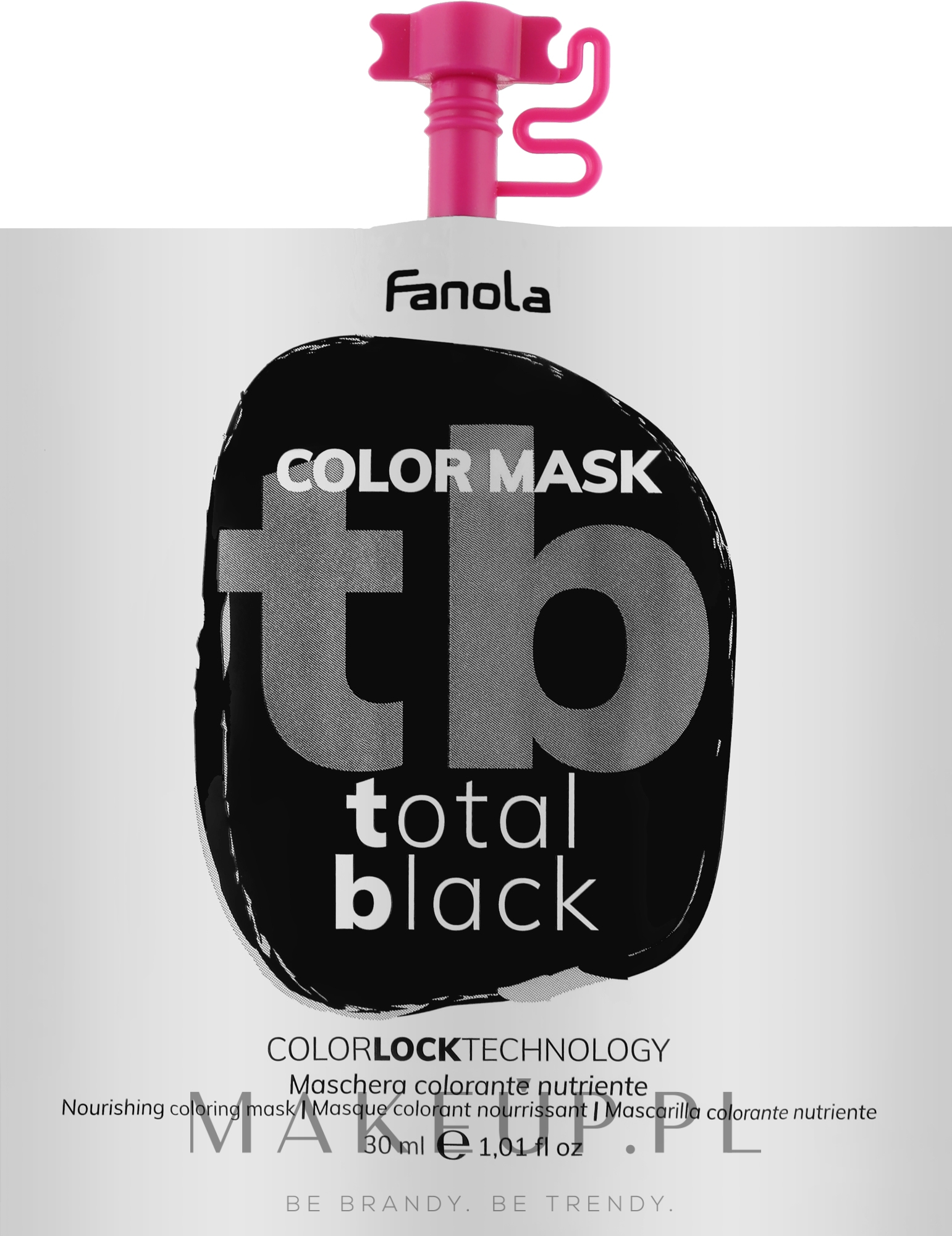 Koloryzująca maska do włosów, 30 ml - Fanola Color Mask — Zdjęcie Black
