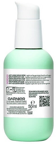 	Przeciwzmarszczkowe serum do twarzy z kwasem hialuronowym - Garnier Bio 2in1 Anti-Age Serum Cream With Hyaluronic Acid — Zdjęcie N3