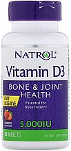 Witamina D3, 5000 IU, truskawkowy smak - Natrol Vitamin D3 Bone & Joint Health — Zdjęcie N1