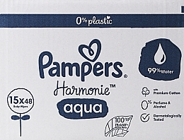 Kup PRZECENA! Chusteczki nawilżane dla niemowląt, 15x48 szt. - Pampers Harmonie Aqua Baby Wipes *