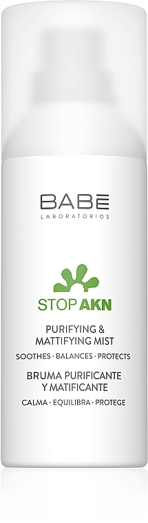 Matująco-nawilżający spray przeciwtrądzikowy do eliminacji wyprysków - Babé Laboratorios STOP AKN Purifying & Mattifying Mist