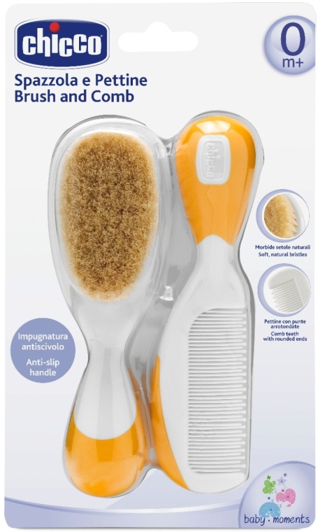 Zestaw akcesoriów do włosów dla dzieci - Chicco Baby Moments Orange (brush + comb) — Zdjęcie N1