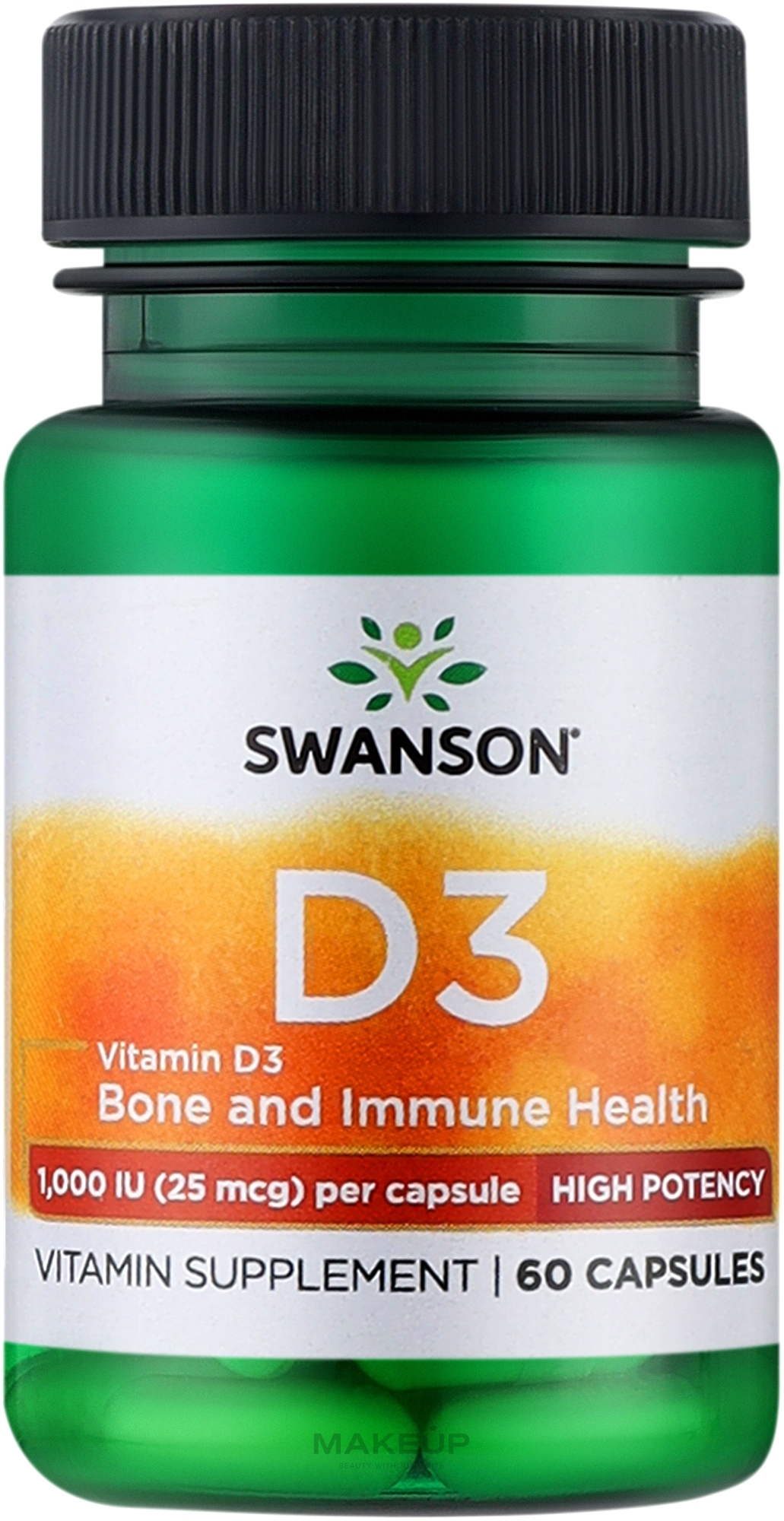 Witamina D3 w kapsułkach - Swanson Vitamin D-3 1000 — Zdjęcie 60 szt.