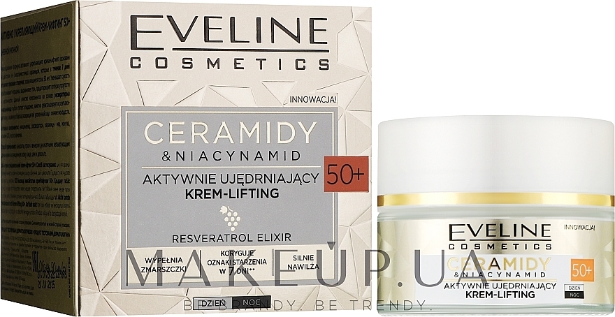 Aktywnie ujędrniający krem-lifting 50+ - Eveline Cosmetics Ceramidy & Niacynamid — Zdjęcie N2