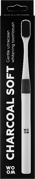 Szczoteczka do zębów z węglem, miękka, biała - Woom Soft Charcoal Toothbrush — Zdjęcie N1