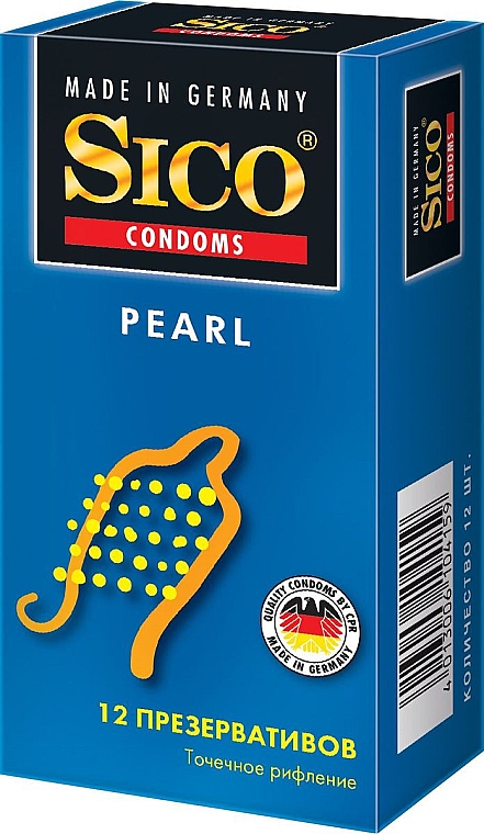 Prezerwatywy "Pearl", prążkowane z wypustkami, 12szt - Sico