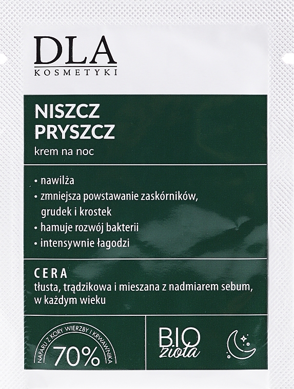 Krem do twarzy na noc z wierzbą i krwawnikiem - DLA (próbka) — Zdjęcie N1