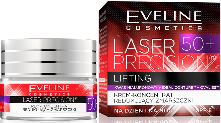 Redukujący zmarszczki krem-koncentrat na dzień i na noc Lifting 50+ - Eveline Cosmetics Laser Precision