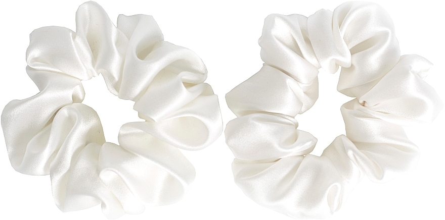 Zestaw gumek z naturalnego jedwabiu, rozmiar M, biały - de Lure Scrunchie Set — Zdjęcie N1