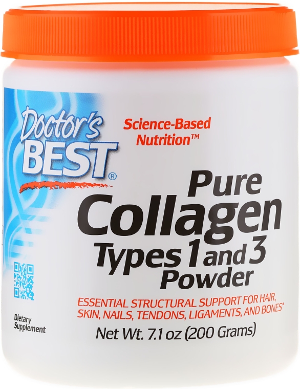 Kolagen typu 1 i 3 w proszku - Doctor's Best Pure Collagen Types 1 And 3 Powder — Zdjęcie N1