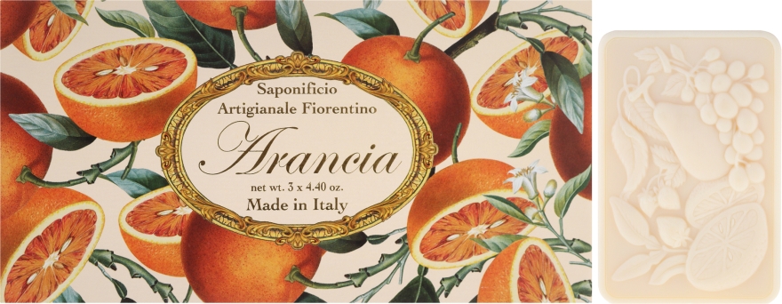 Zestaw mydeł w kostce Pomarańcza - Saponificio Artigianale Fiorentino Orange (3 x soap 125 g)