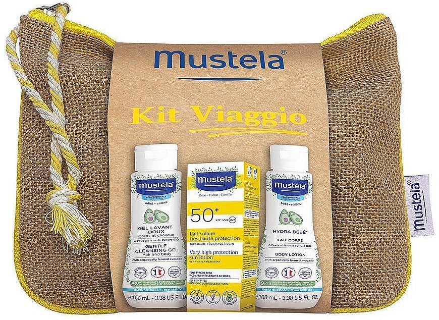 Zestaw - Mustela Solar Kit (sh/gel/100ml + f/lot/40ml + b/lot/100ml + bag/1pcs) — Zdjęcie N1