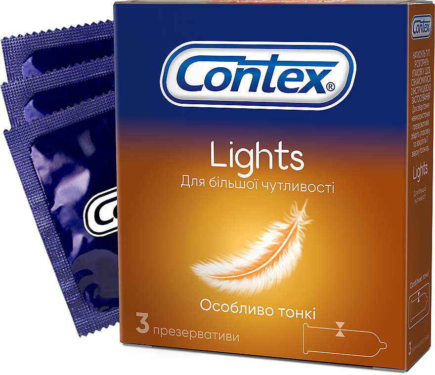 Prezerwatywy lateksowe z silikonowym lubrykantem, cienkie, 3 szt. - Contex Lights