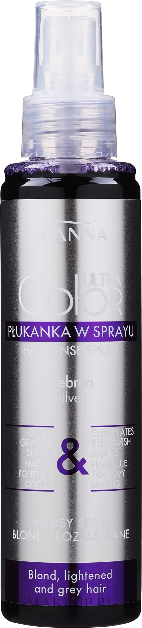 Srebrna płukanka w sprayu do włosów siwych, blond i rozjaśnionych - Joanna Ultra Color System — Zdjęcie 150 ml