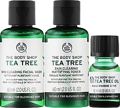 Zestaw - The Body Shop Clean & Gleam Tea Tree Skincare Gift Christmas Gift Set (oil/10ml + ton/60ml + f/wash/60ml)  — Zdjęcie N2