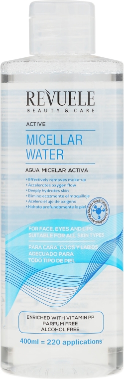 Aktywny płyn micelarny do twarzy, oczu i ust - Revuele Active Micellar Water
