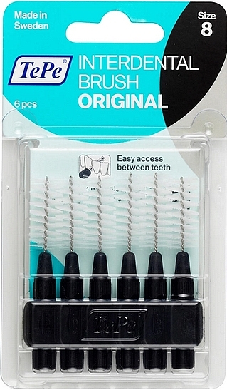 Zestaw szczotek międzyzębowych Original, 1,5 mm, czarny - TePe Interdental Brush Original Size 8 — Zdjęcie N1