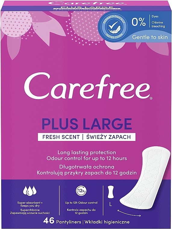 Wkładki higieniczne, 46 szt. - Carefree Plus Large Fresh Scent — Zdjęcie N1
