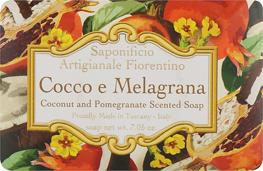 Naturalne mydło w kostce Kokos i granat - Saponificio Artigianale Fiorentino  — Zdjęcie N1