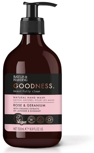 Mydło w płynie do rąk Róża i geranium - Baylis & Harding Goodness Rose & Geranium Natural Hand Wash — Zdjęcie N1