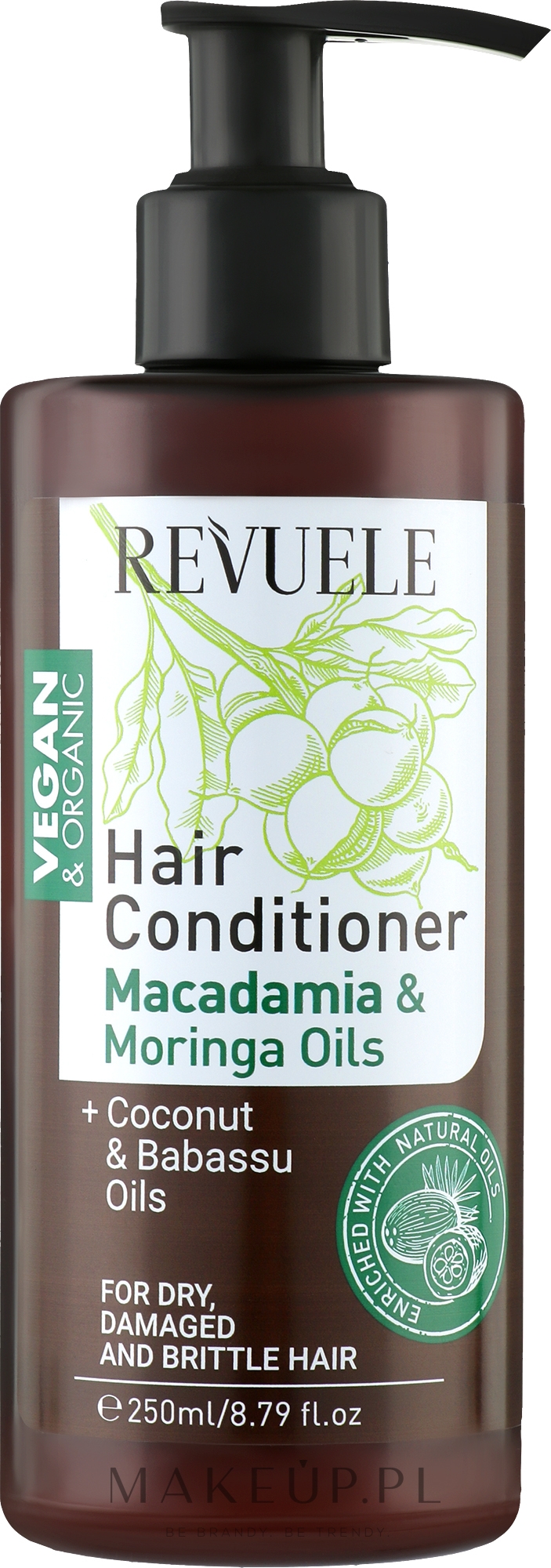 Odżywka do włosów suchych i zniszczonych - Revuele Vegan & Organic Hair Conditioner Macadamia & Moringa Extracts — Zdjęcie 250 ml