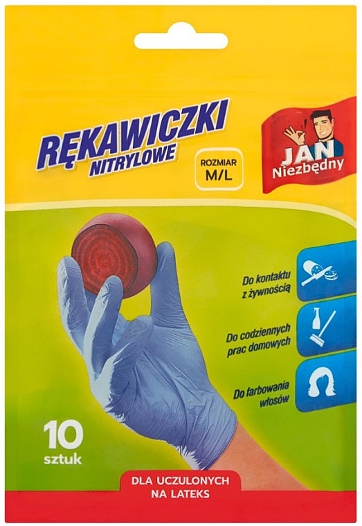 Rękawice nitrylowe, niebieskie, rozmiar M/L - Jan Niezbedny — Zdjęcie N1