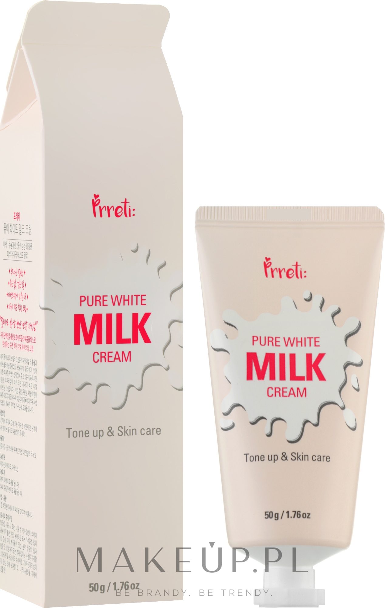 Rozjaśniający krem do twarzy z proteinami mleka - Prreti Pure White Milk Cream — Zdjęcie 50 g