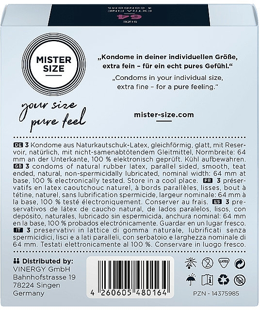 Prezerwatywy lateksowe, rozm. 64, 3 szt. - Mister Size Extra Fine Condoms — Zdjęcie N3