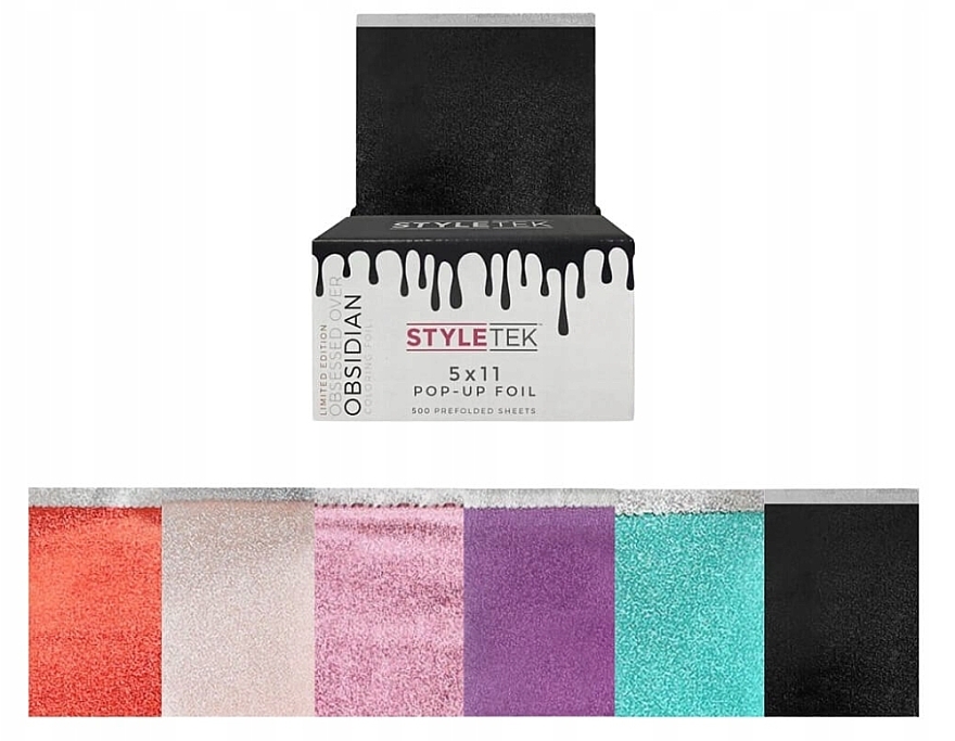Ryflowana folia fryzjerska 5x11, edycja limitowana, 500 arkuszy - StyleTek Limited Edition Paint The Rainbow Coloring Foil — Zdjęcie N3