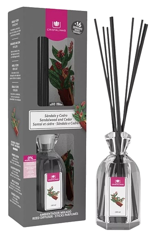 Dyfuzor zapachowy Drzewo sandałowe i cedr - Cristalinas Reed Diffuser Sandalwood And Cedar — Zdjęcie N1