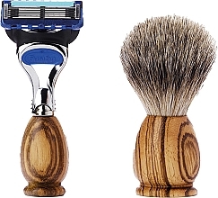 Zestaw do golenia - Acca Kappa Shaving Set In Zebra Wood Travel Size (razor/1pc + brush/1pc) — Zdjęcie N1