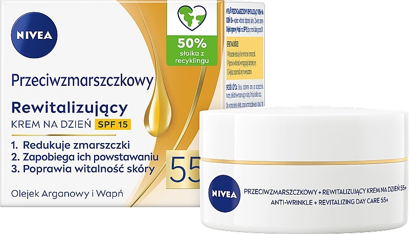 Przeciwzmarszczkowy + rewitalizujący krem do twarzy na dzień SPF 15 55+ - NIVEA Anti-Wrinkle Revitalizing Day Cream