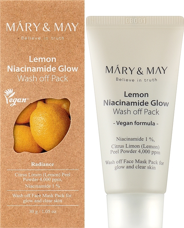 Oczyszczająca maska do cery naczynkowej z niacynamidem - Mary & May Lemon Niacinamide Glow Wash Off Pack — Zdjęcie N5
