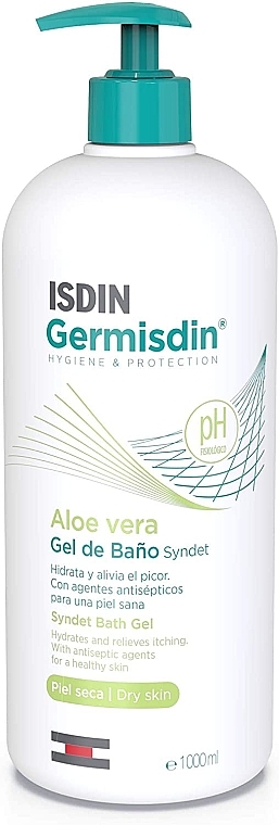 Żel pod prysznic z aloesem - Isdin Germisdin Aloe Vera Soap-Free Antiseptic Shower Gel — Zdjęcie N1