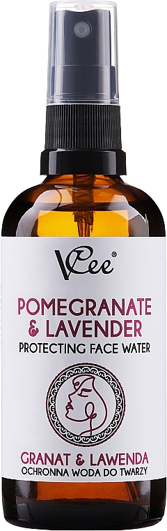 Ochronna woda do twarzy Granat i lawenda - VCee Pomegranate & Lavender Protection Face Water — Zdjęcie N1