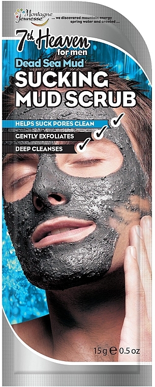 Maska peelingująca do twarzy dla mężczyzn - 7th Heaven Men's Dead Sea Sucking Mud Scrub