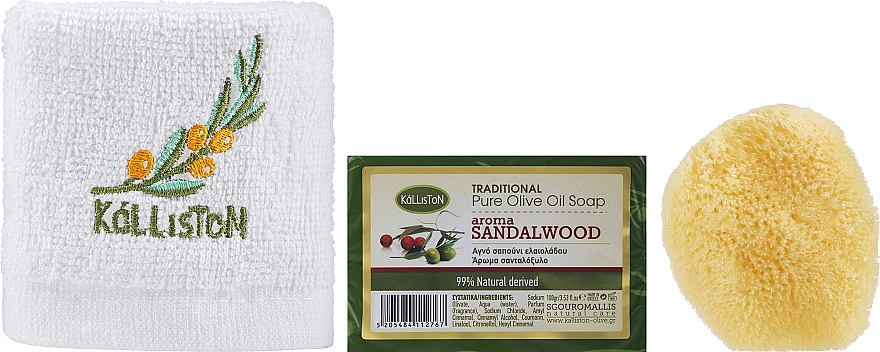 Zestaw - Kalliston Sandalwood (soap/100g + sponge + towel) — Zdjęcie N2