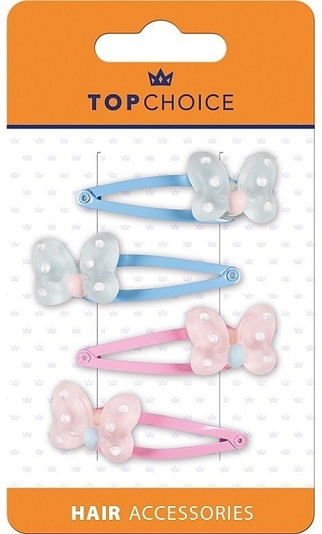 Spinki do włosów Motyle, 23965, niebieskie i różowe - Top Choice — Zdjęcie N1