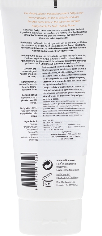 Zmiękczający balsam do ciała z naturalnym ekstraktem z nasion bawełny - Naïf Baby Softening Body Lotion — Zdjęcie N4