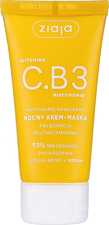Krem-maska do twarzy na noc - Ziaja Vitamin C.B3 Niacinamide — Zdjęcie N1