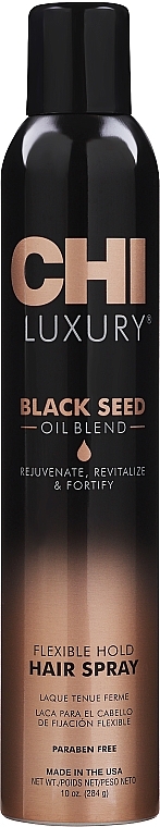 Mocny lakier do włosów - CHI Luxury Black Seed Oil Flexible Hold Hairspray — Zdjęcie N1
